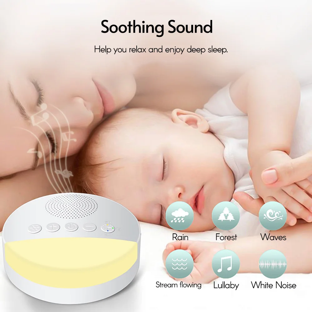 7/1PCs Baby White Noise Sleep Machine Built-in 6 Soothing Sound Soft Breath Light Timed Shutdown Sleep Machine Sound Player