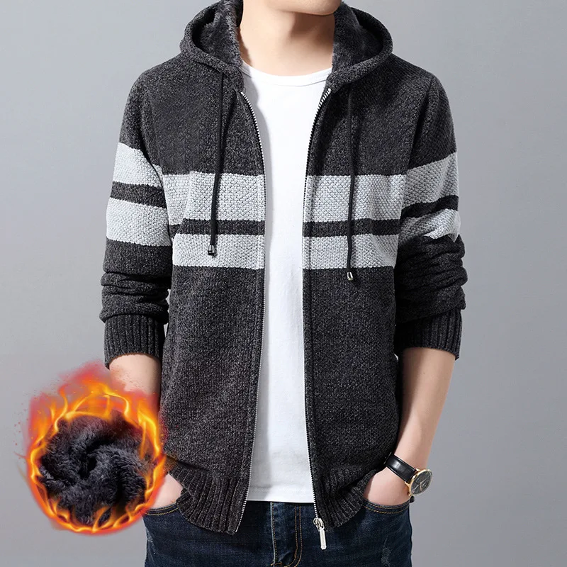 

Sweaters Warm Fashion New Homme Autumn Winter Coats Thermal Thick Cardigan Male Brand Sweaters Casual Slim Windproof