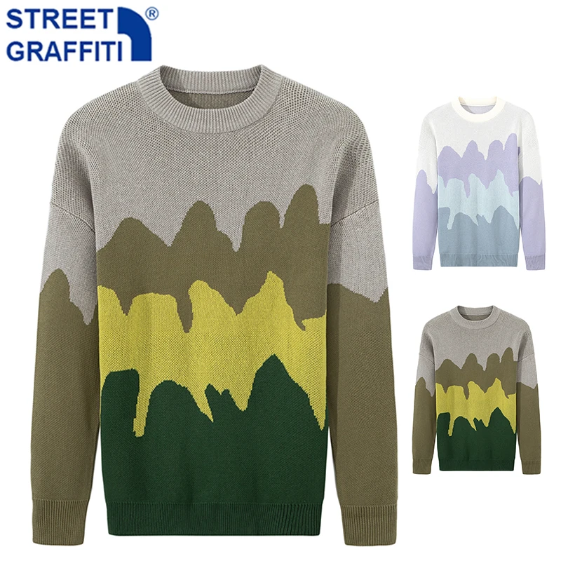 

Men Autumn New Casual Cotton Hip Hop Sweater Pullovers Men Spring Fashion O-Neck Knitted Sweater Jumpers Streetwear Sweaters