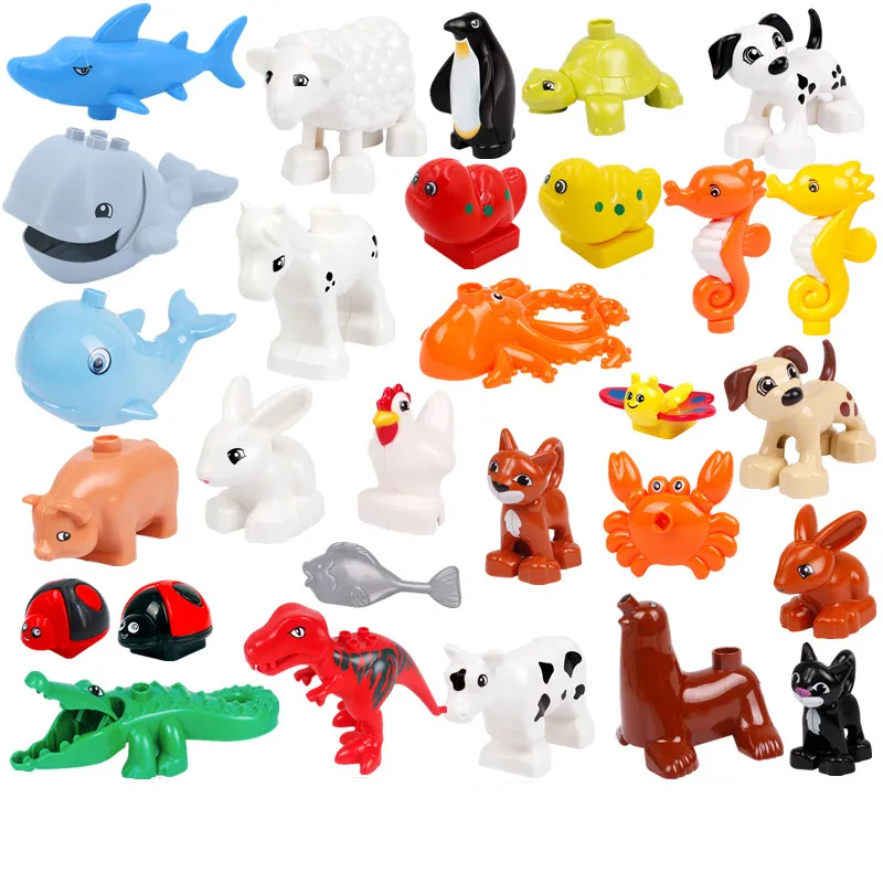 Compatible With Large Bricks Animals Series Big Building Blocks Sheep Crocodile Dinosaur Trailer Ship Bricks Toy For Children