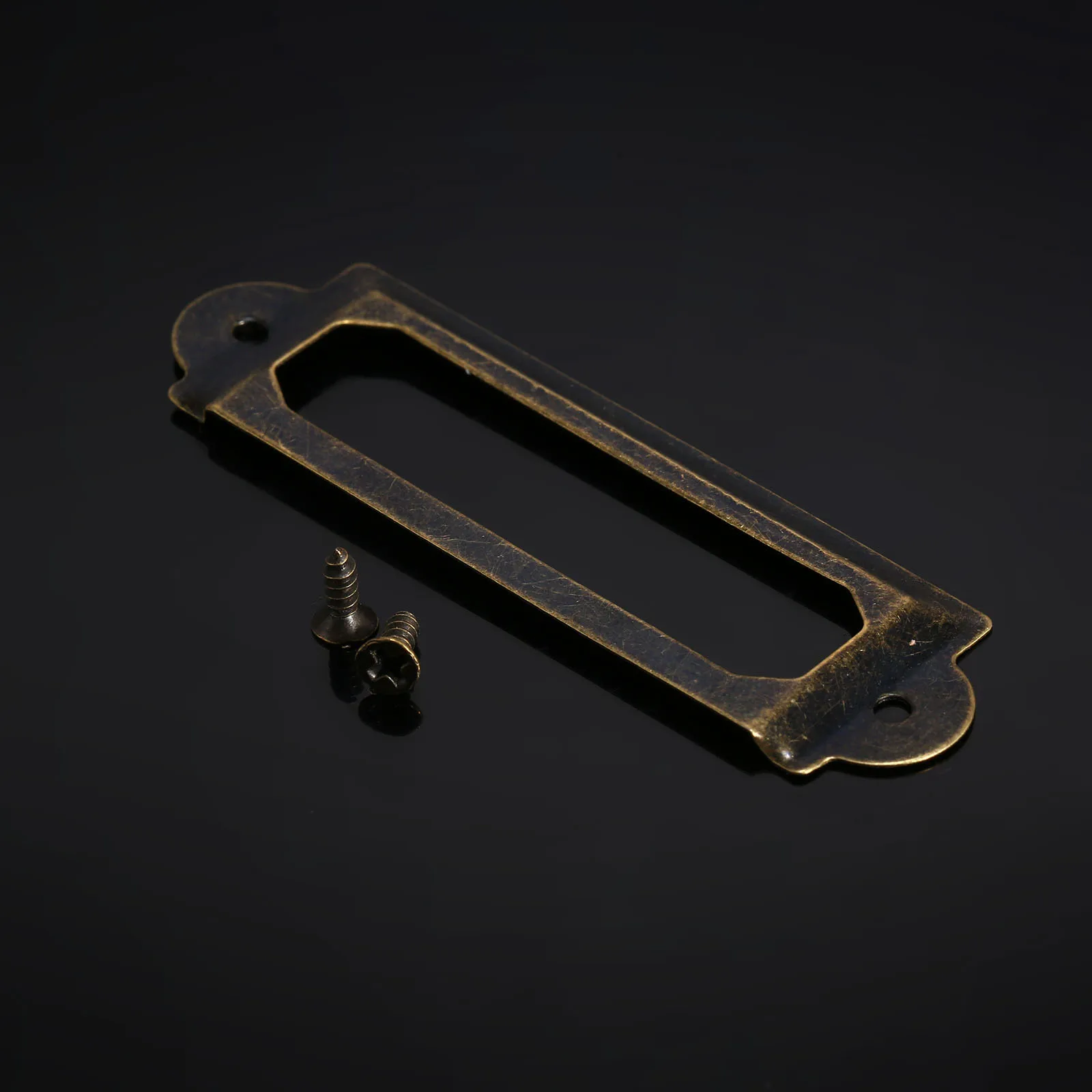 12Pcs Iron Drawer Labels Mini Frame Pull Metal Tag File Name Card Holder Jewelry Box Antique Brass & 24Pcs Srews 62x18mm/43x10mm