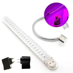Luz Led para cultivo de plantas y flores, lámpara Phyto Flexible de escritorio, color rojo y azul, para interior, para suculentas en macetas, 21 Led, DC5V, USB, A1