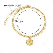 Initial Letter Anklets for Women 21cm + 10cm Chain #6