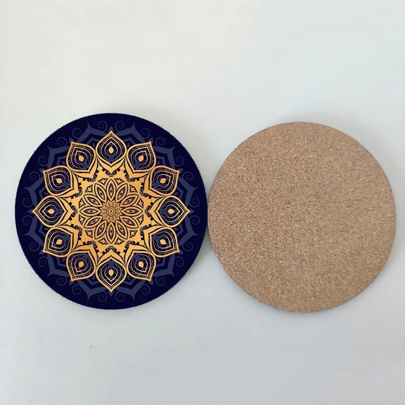 Disesuaikan Kayu Cangkir Kopi Pad Papan Dekoratif Mandala Bir Mark Coaster Teh Pesta Hadiah Tikar 8 Pcs Set