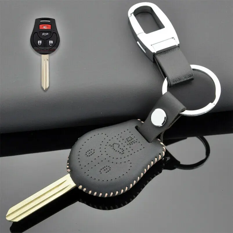 Retro Style Genuine Leather Car Key Fob Case Cover Holder For NISSAN Maxima Altima Sentra Rogue