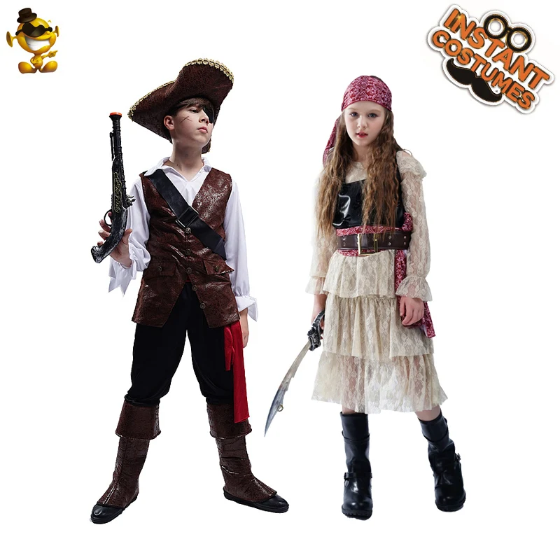 

Pirate Costume For Kids Girls Buccaneer Dress Boys Halloween Costumes Cosplay Christmas Gift