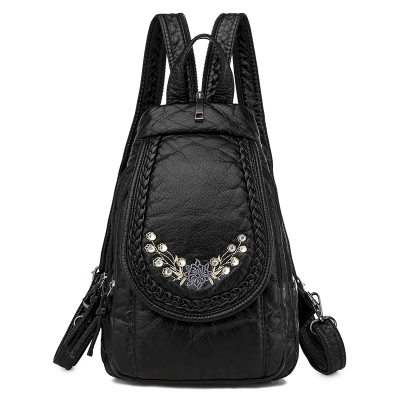 KMFFLY Hot Weiß Frauen Rucksack Weibliche Gewaschen Weichen Leder Rucksäcke Damen Sac A Dos Schule Taschen für Mädchen Reisen Zurück Pack rucksäcke 7