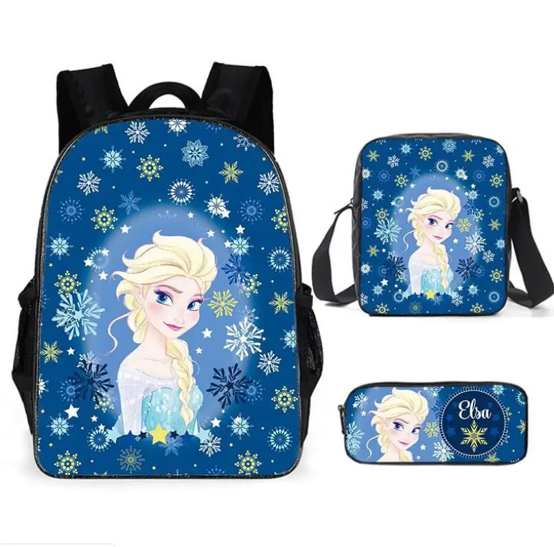 Girls Snow Queen School Bags Nylon Orthopedic Princess Elsa Backpacks for Primary Students Children Kids Schoolbags