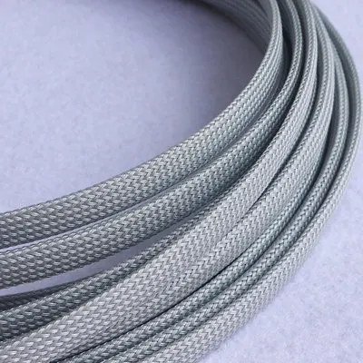 Grey PET Braided Wire Sleeve 3 4 6 8 10 12 14 16 25mm Tight High Density Insulated Cable Protect Expandable Sheath Single Color