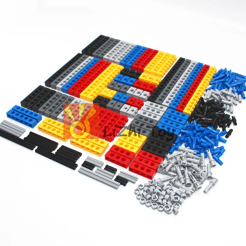 Technical Building Blocks Parts Bulk MOC Thick Bricks 6 Color Combination Accessories Studded Long Beams Robot Children Toys