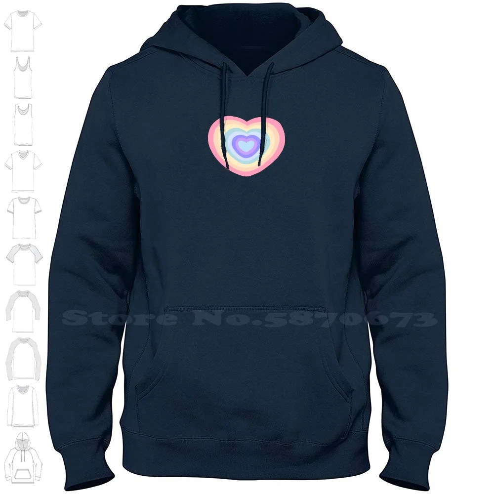 Colorful Heart 100% Cotton Hoodie T-Shirt Colorful Pastel Rainbow