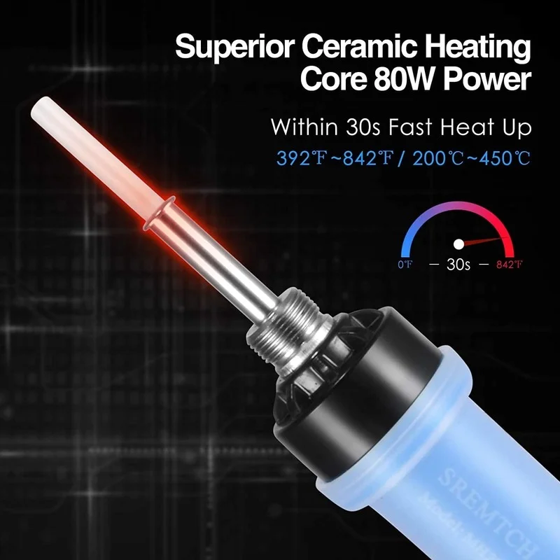 Kit de pistola de aire caliente para soldar, herramientas de soldadura con pantalla LCD Digital, temperatura ajustable, calentamiento rápido, 80W