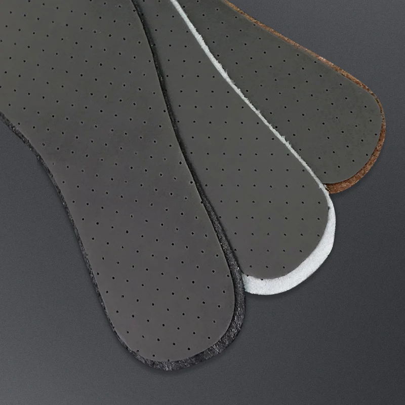 V First Layer Cowhide Leather Insoles, Massage Shock Absorption Deodorant Breathable Insoles, Latex High Elastic Sports Insoles