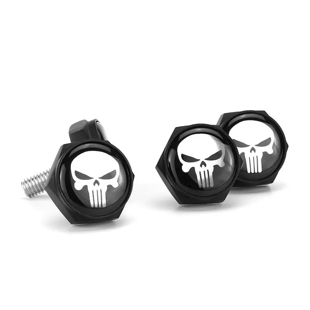 Automobile License Screw Plate Screws Modified Personality License Plate Screw Skull Auto Replacement Accessories 4pcs/set