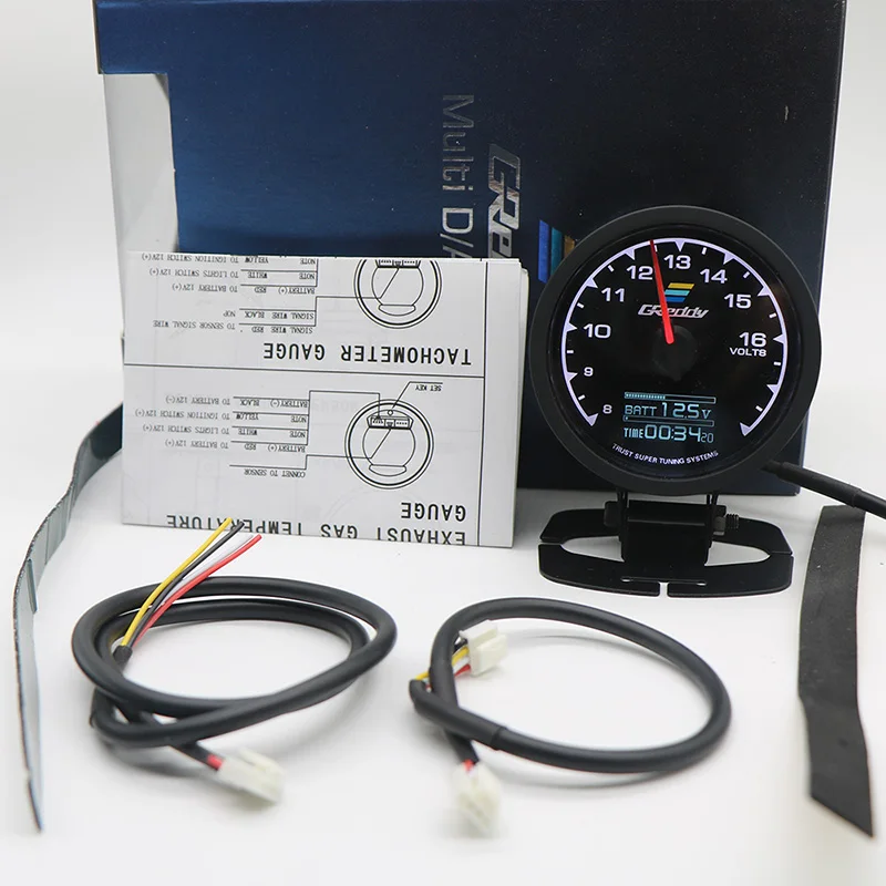 GReddi Boost Gauge Water Temp 7 Colors LCD Display Turbo Oil Pressure RPM Tachometer Racing Meter 62mm 2.5 Inch With Sensor