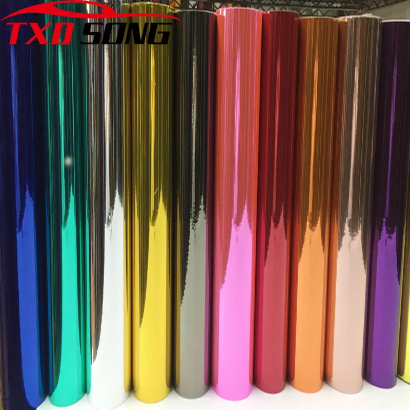 Blue Black red Glossy Silver Mirror Chrome Vinyl Film Wrap Car Wraps Foil Sheet Car Sticker Bubble Free Computer Cover Skin