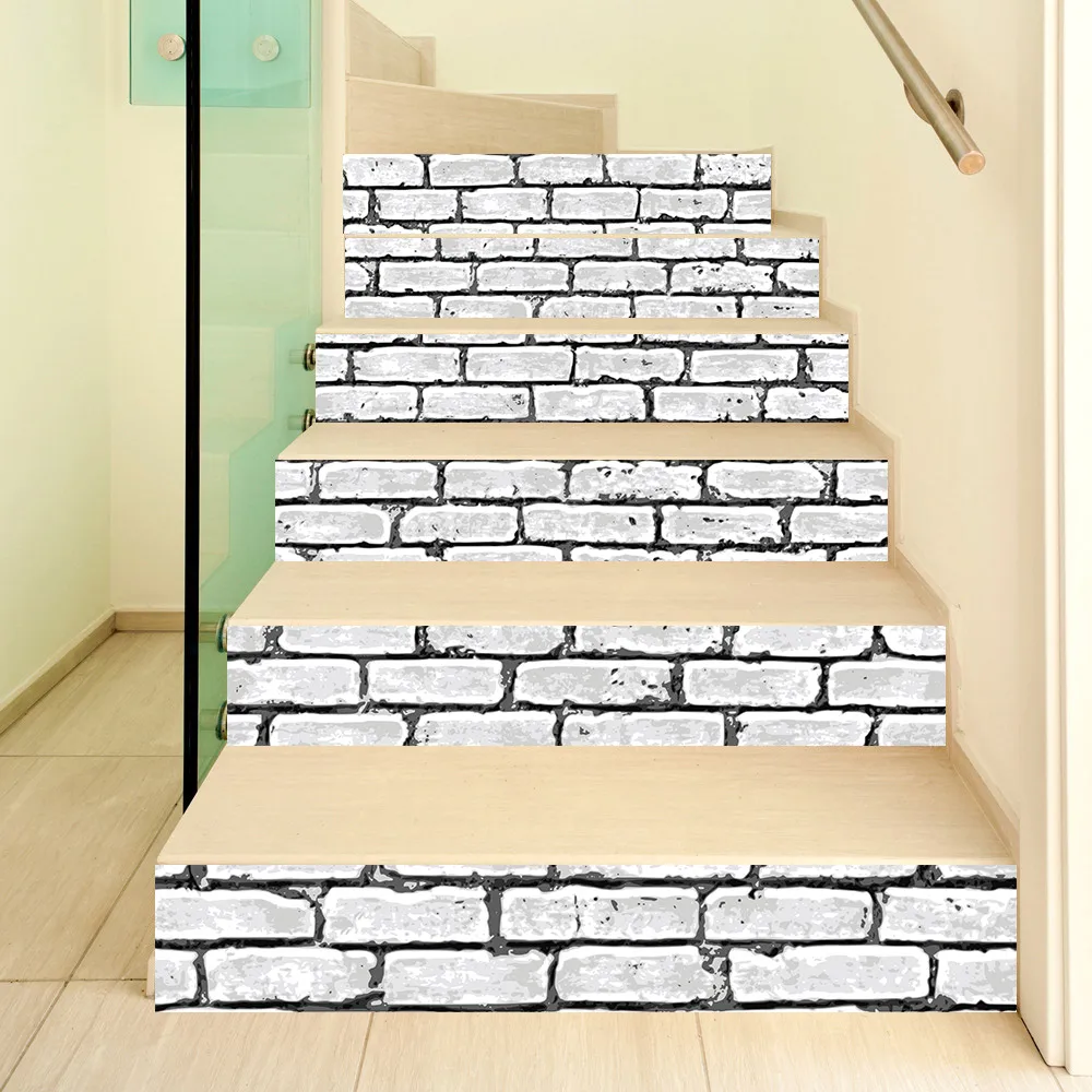 Self-adhesive innovative stairs stickers living room DIY white wall tiles decoration home waterproof wall stickers