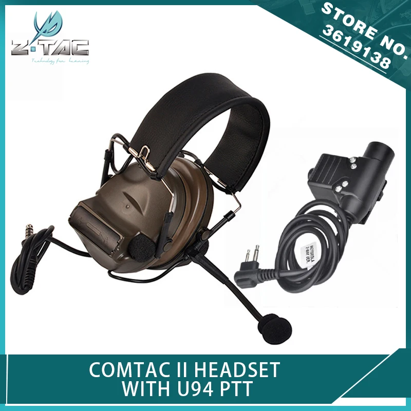 New Z-Tactical Z-TAC Softair Comtac II zPeltor Headphone No Noise Reduction Function with U94 PTT Push To Talk Headset Adapter