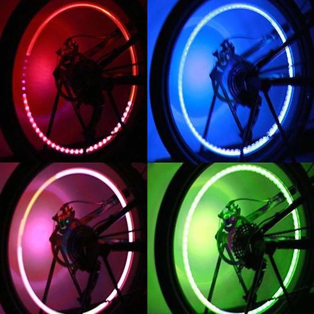 Neon LED The New Cool Bike Tire Wheel LED Lights Gas Nozzle Lamp Comes With Battery Cycle Light Reflector