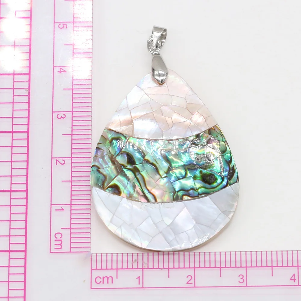 Natural Shell Pendant Mother of Pearl Splicing Abalone Shell Exquisite charms For jewelry making DIY Necklace accessories50X30mm