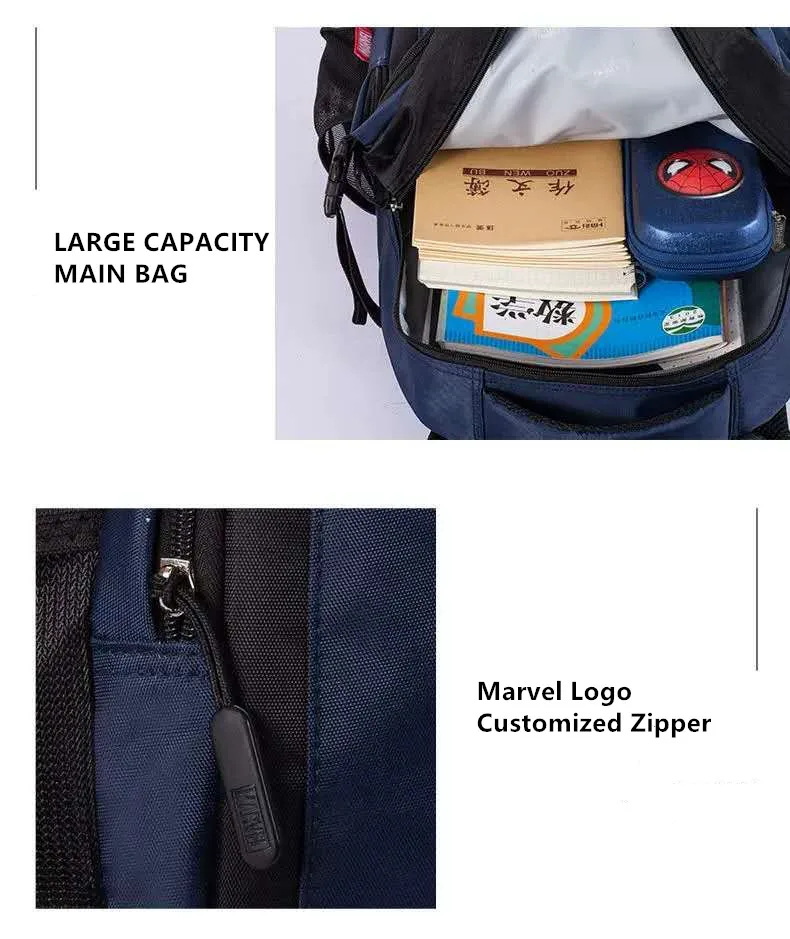 Imagem -05 - Disney Novos Bolsas de Escola para Meninos Estudante Primário Bolsa Ombro Homem Aranha Vingadores Grande Capacidade Mochila Crianças Presentes