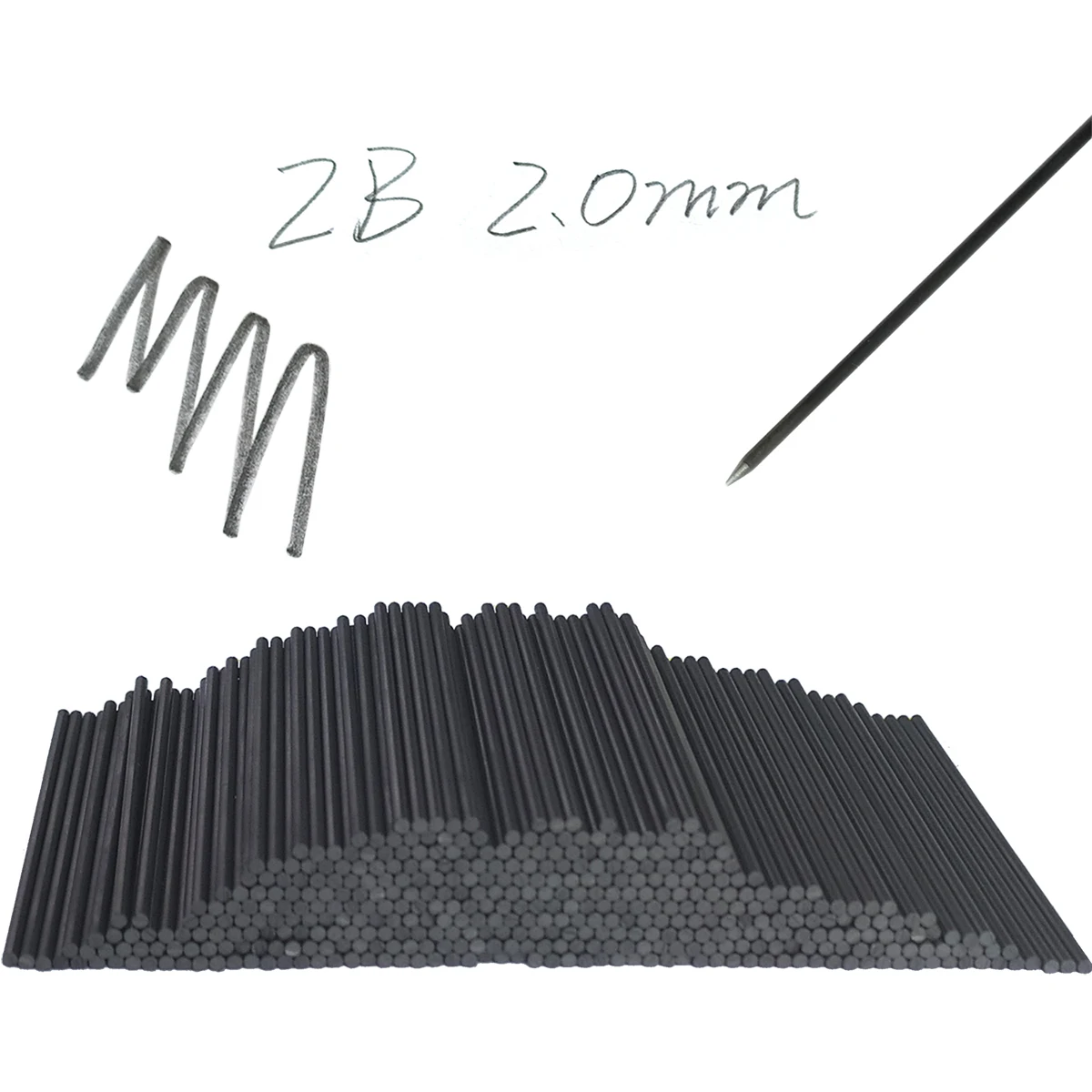 자동 연필 코어 리필 기계식 펜슬 리드, 2B 연필, 학교 검정, 박스 당 400 개, 2.0mm