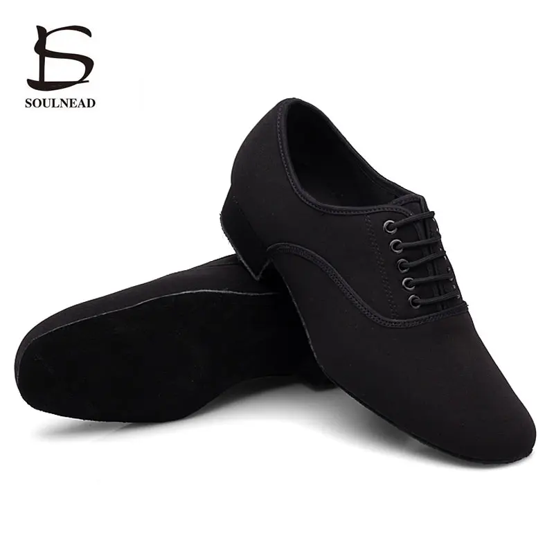 Men\'s Latin Salsa Dance Shoes Black Cloth Ballroom Shoes Plus Size 38-46 Practice Competition Dancing Shoes Man Dance Sneakers