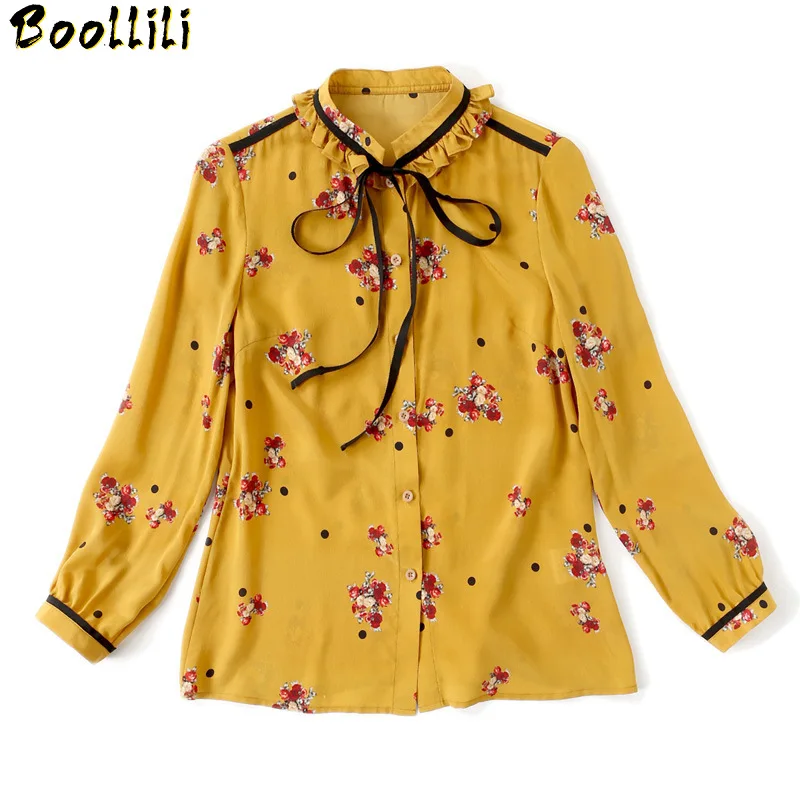 Summer Blouse Women Top Floral Silk Shirt Womens Tops and Blouses Yellow Shirts Fashion Woman Blouses 2020 Camisas Mujer