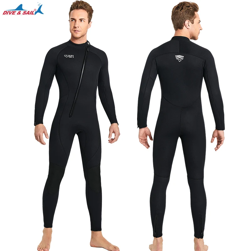 

Mens 3mm Full Body Wetsuit Womens, Long Sleeve Diving Suit Front Zip Wetsuit for Diving Snorkeling Surfing Swimming Euro Sizes