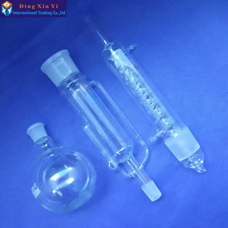 Extractor de vidrio Soxhlet de laboratorio, condensador y cuerpo extractor con espiral/bulto, Kit de cristalería de laboratorio, 150ml/250ml/500ml