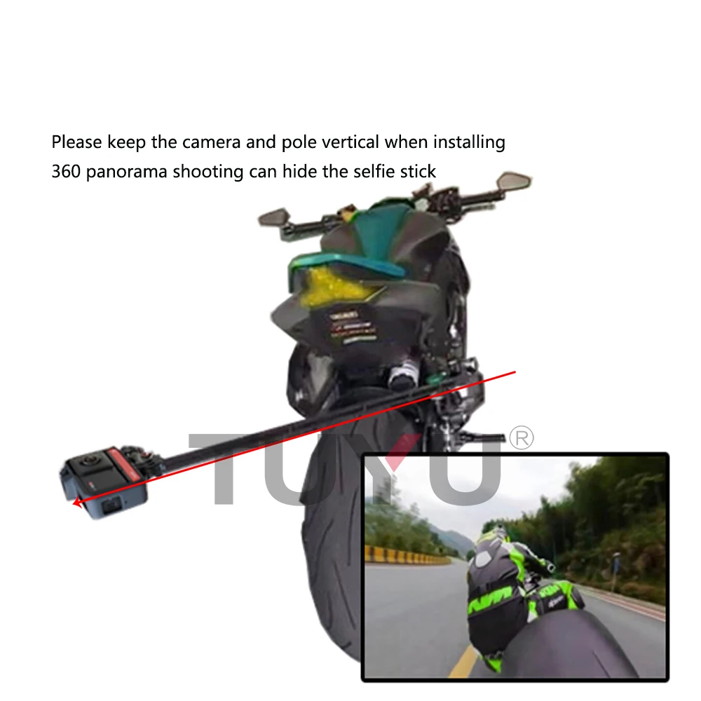 TUYU Motorcycle Bike Camera Holder Handlebar Mirror Mount Bracket Stand For Insta360 One R Invisible Selfie Stick Accessory