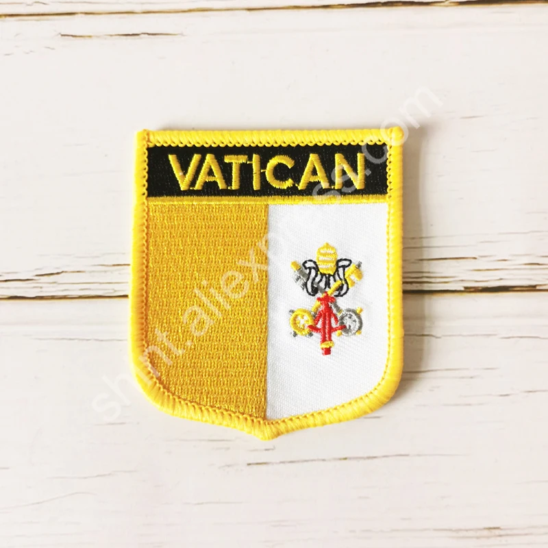 Vatican City National Flag Embroidery Patches Badge Shield And Square Shape Pin One Set On The Cloth Armband Backpack Decoration