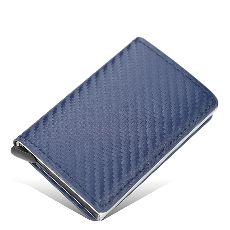 

New Carbon Fiber RFID Blocking Men's Credit Card Holder Leather Bank Card Wallet Case Cardholder Protection Purse For Women