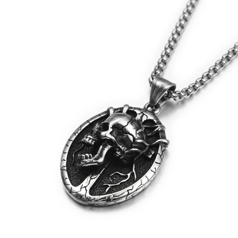 2020 Explosions Retro Skull Cross Necklace Metal Skull Pendant Gothic Jewelry Choker Pendant Crow Skull Chain Skeleton Trendy