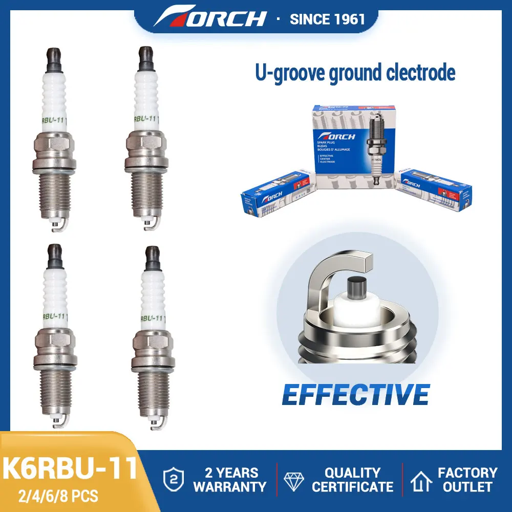 4-8PCS Spark Ignition Candle TORCH K6RBU-11 High Performance Spark Plug New Longer Life Time