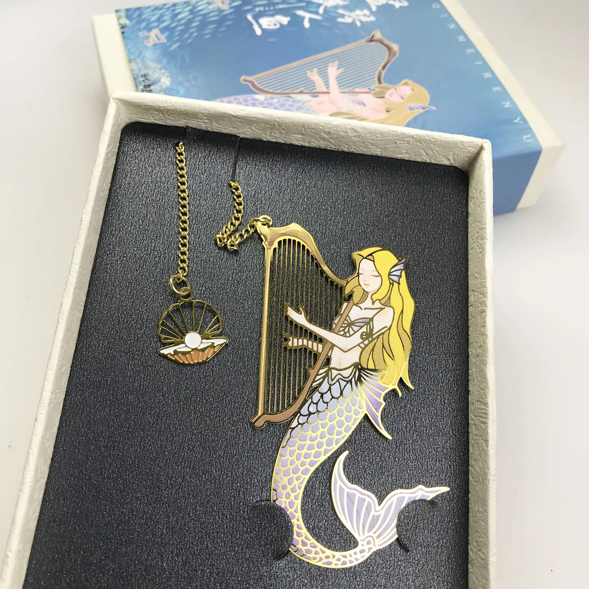 Arpa sirena latón marca de paginación Vintage hueco Metal marcapáginas regalos creativos arte Retro regalos escuela Oficina suministros