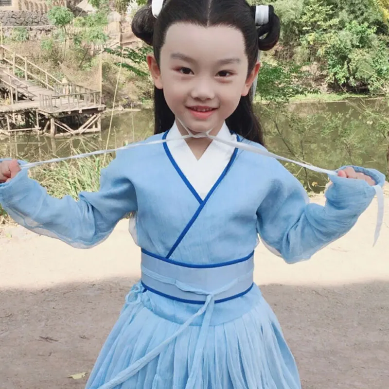 Bai Gungun Little Boy Child Pupil Student Costume Hanfu for TV Play Eternal Love of Dream Chinese Study Performance Hanfu