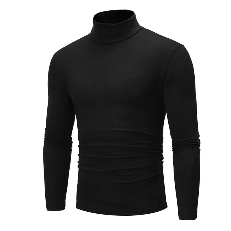 New Autumn Winter Men's Sweater Turtleneck Solid Color Casual Sweaters Long Sleeve Slim Fit Brand Tops Pullovers Plus Size M-2XL