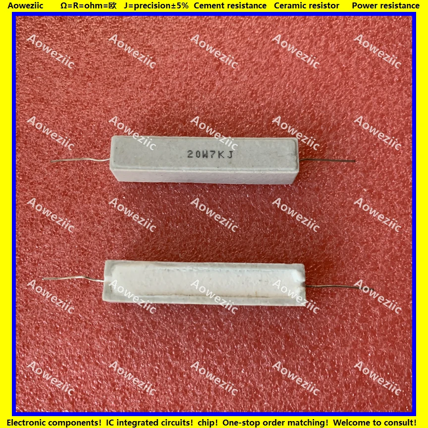 

10Pcs RX27 Horizontal cement resistor 20W 7K ohm 7K R 20W7K 20W7KJ 7000 ohm Ceramic Resistance precision 5% Power resistance