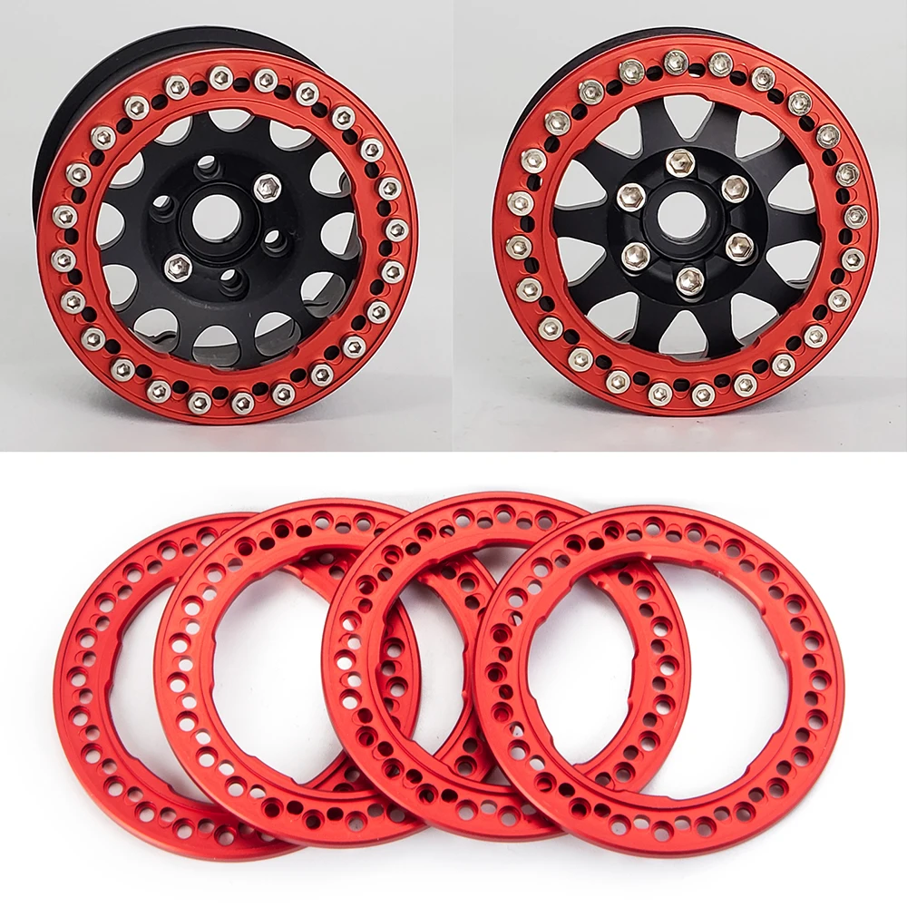 YEAHRUN 4Pcs Metal 1.9 inch Beadlock Wheel Rims Replacement Rings for Axial SCX10 D90 TRX-4 1/10 RC Crawler Car Model Parts