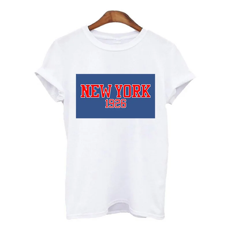 New York Print T Shirt Women 90s Kawaii T-shirt female Clothing Tops O-Neck Casual Clothes Summer Black White Tee Shirt femme