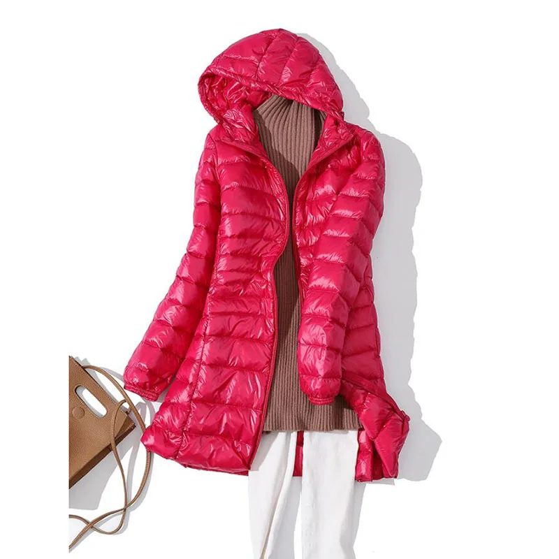 7XL Winter Ultra Light Down Jacket Women Fashion Casual 90% White Duck Down Jacket Plus Size Long Hooded Coat Waterproof Parka