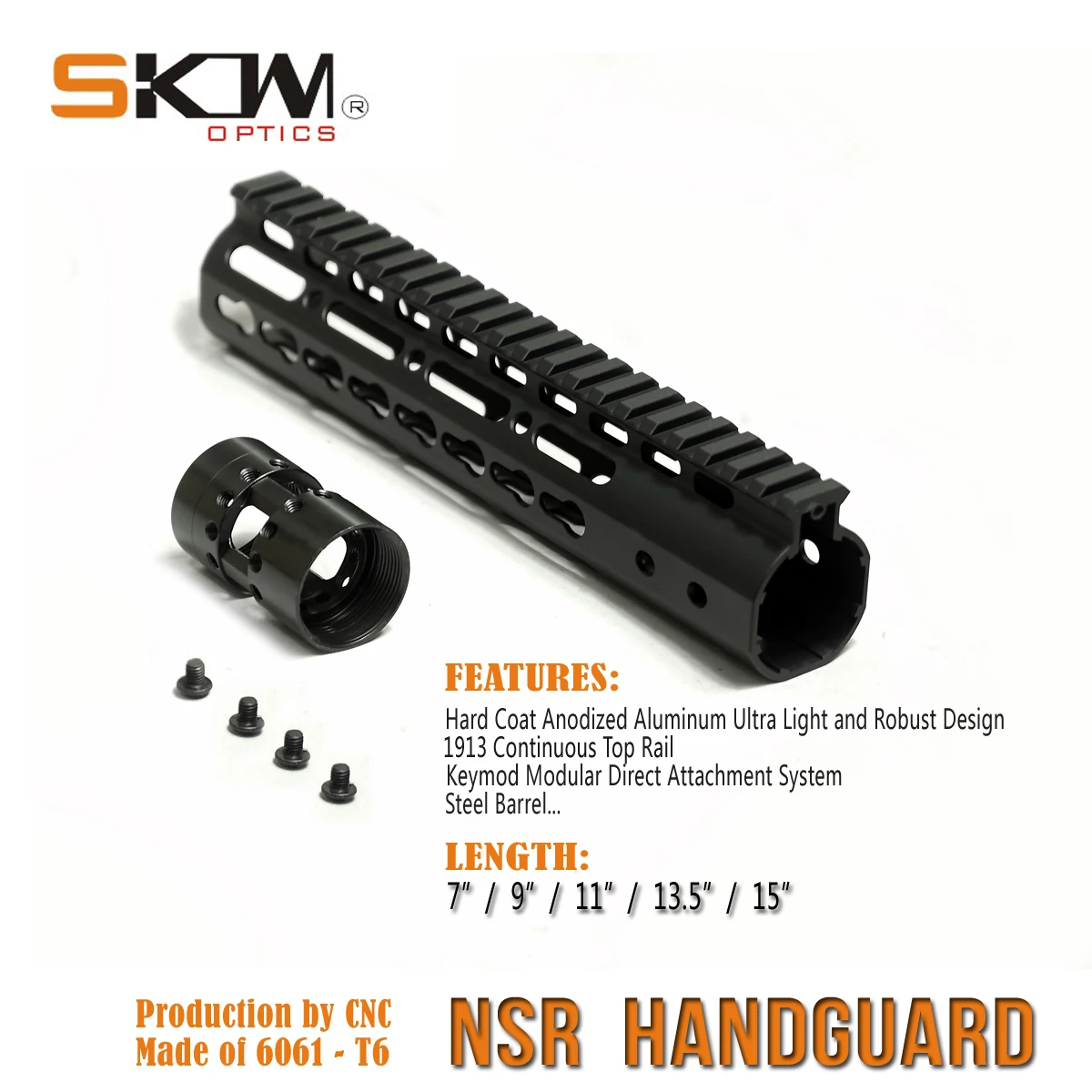 SKWGEAR Keymod M-LOK AR15 protector de mano flotante Picatinny - imagen 4