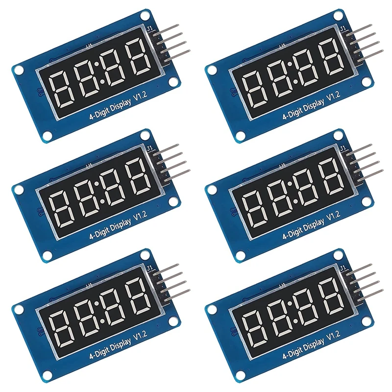 6PCS 4 Digits 7 Segment Digital Tube TM1637 LED Display Module I2C with Clock Display for Arduino and Raspberry Pi