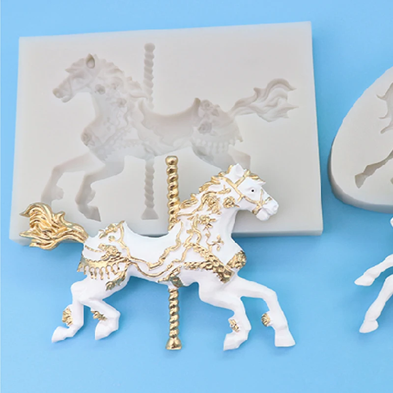 Sophronia 3D Carousel Horse Silicone Mold Fondant Cake Decorating Tools Chocolate Moulds Kitchen Baking Cupcake CandyForms m895