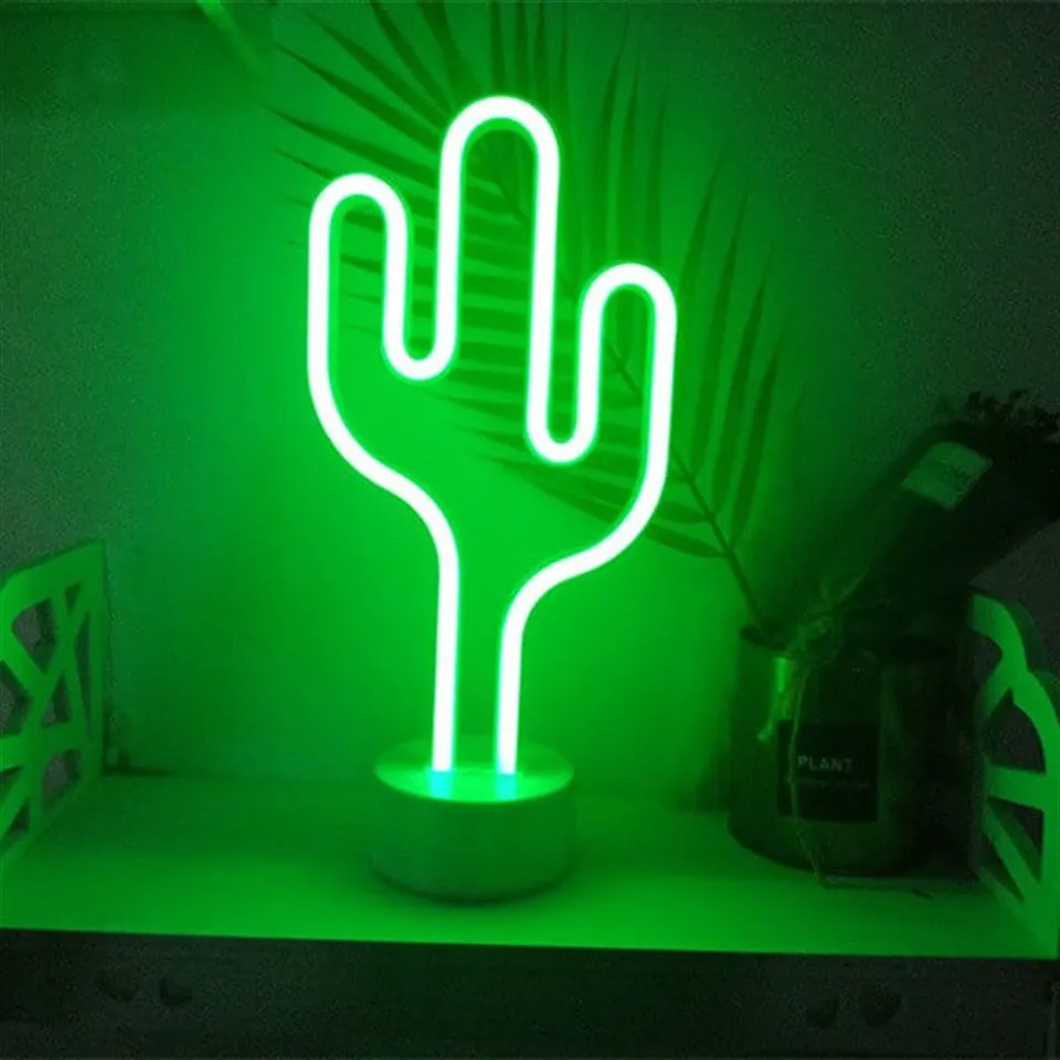 Neon Cactus Table lamp night USB + Battery Clear light quality material, hunting, camping,home, school, Car, hotel, restaurant ,Sh