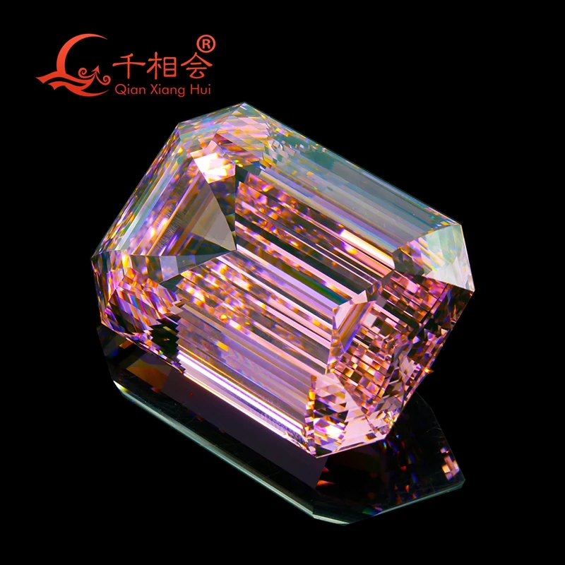 317ct  big size Pink  color  28x40mm rectangle  shape  emreal d cut  cubic zirconia loose stone cz stone