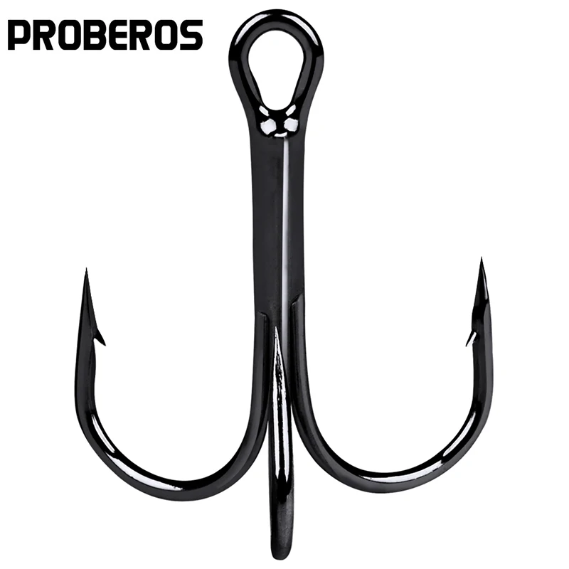 

Proberos 500PCS Fishing Hook Black Color FISHHOOK Overstriking Antirust Fishing Tackle 3/0#-10# High Carbon Steel Treble Hook