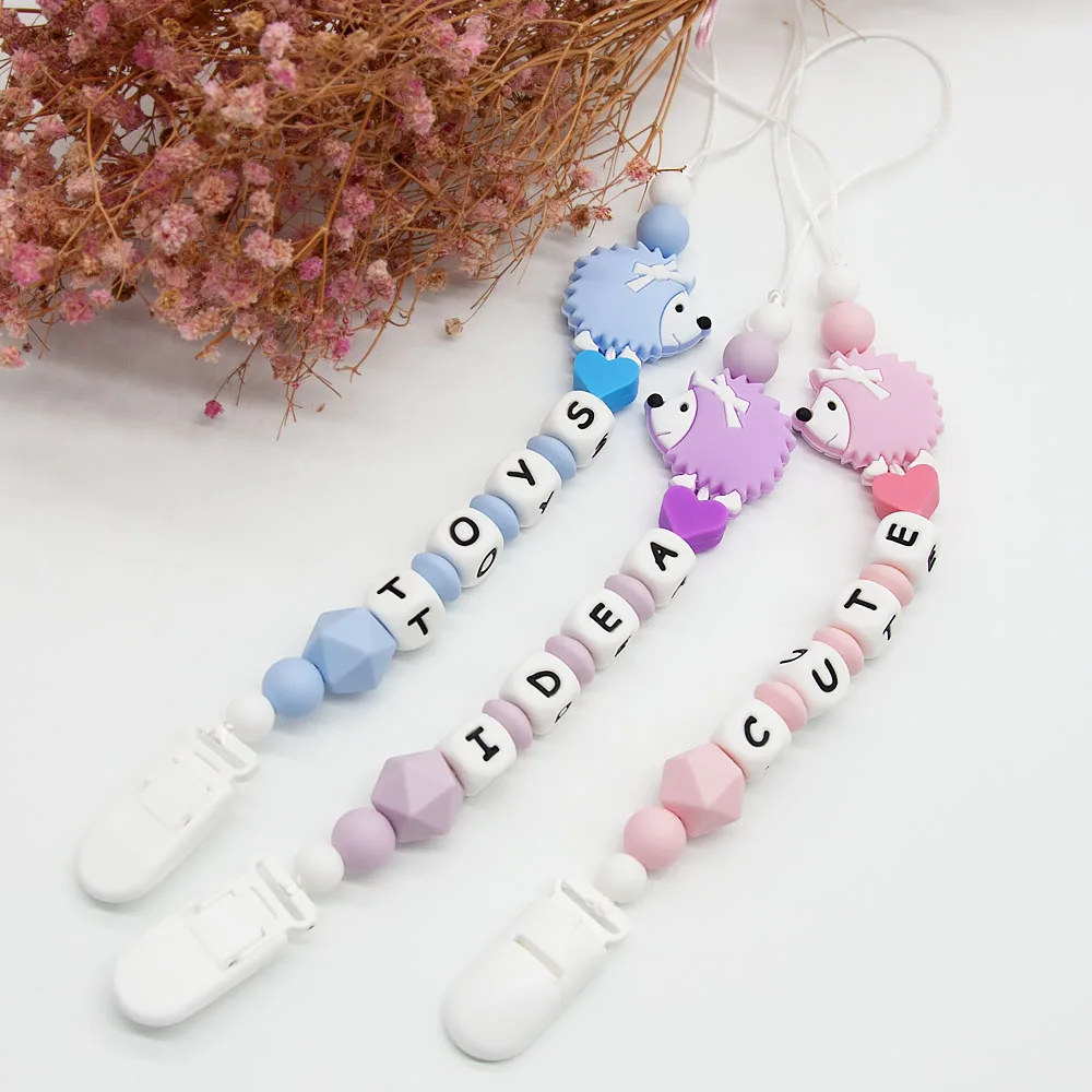 Cute-Idea 1Set Hedgehog Pacifier Chain Silicone Beads Baby Teething Teethers DIY Beads BPA Free Baby Shower Gifts