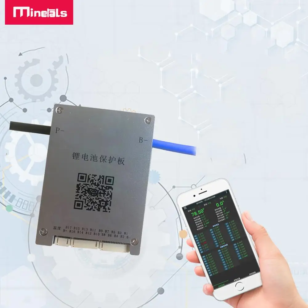 Jikong BMS 8-17S, BMS lifepo4 integrado, bluetooth 0.6A, ecualización activa 13S, 14S, 16S, 17S, 60A, inteligente, 48v, 60v, Li-ion LPF4